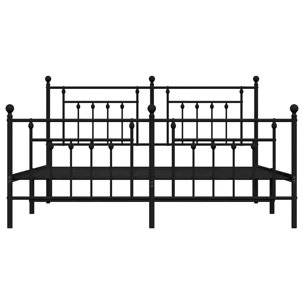 Letto matrimoniale | Letto per adulti | Giroletto con Testiera e Pediera Metallo Nero 183x213 cm