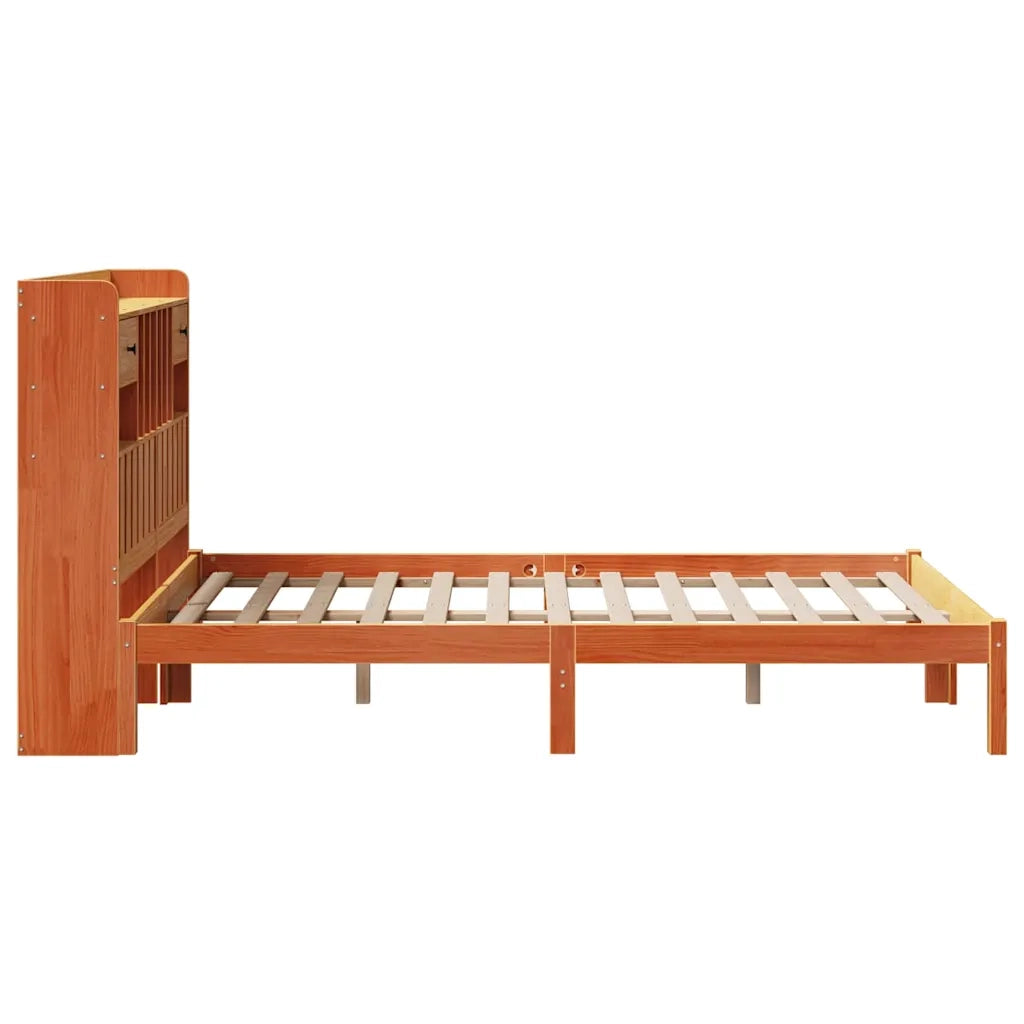 Letto Libreria senza Materasso Marrone Cera 135x190 cm in Pino 3321639