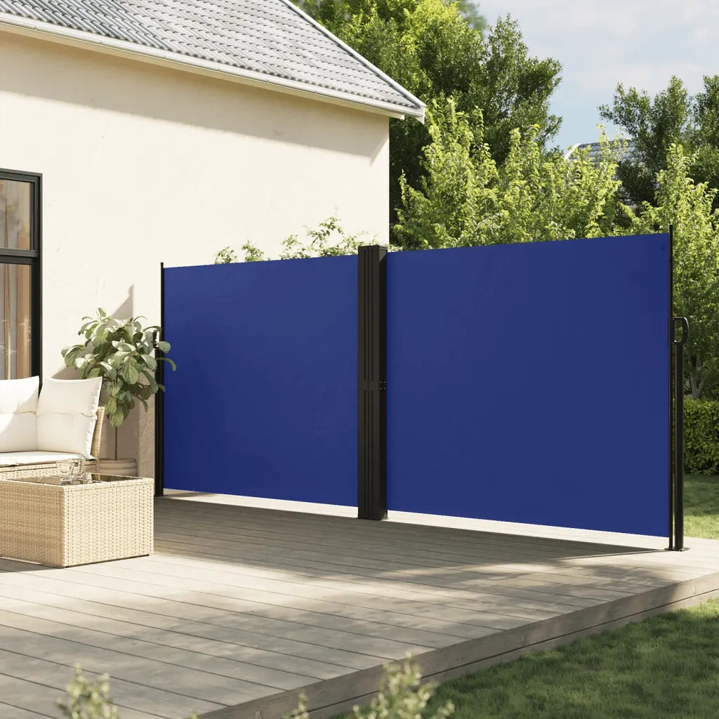 Tenda da Sole Laterale Retrattile-Tenda parasole per balcone per giardino Blu 160x1000 cm