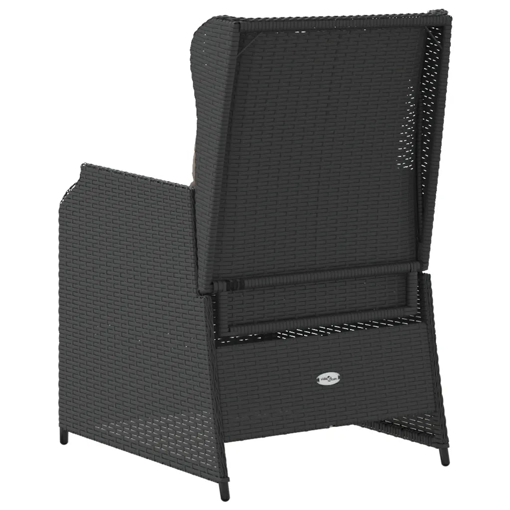 vidaXL Sedie Reclinabili da Giardino 2 pz con Cuscini Nero Polyrattan