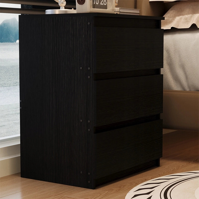 Comodino, tavolino, cassettiera per camera da letto, nero, stile loft moderno, 60 cm