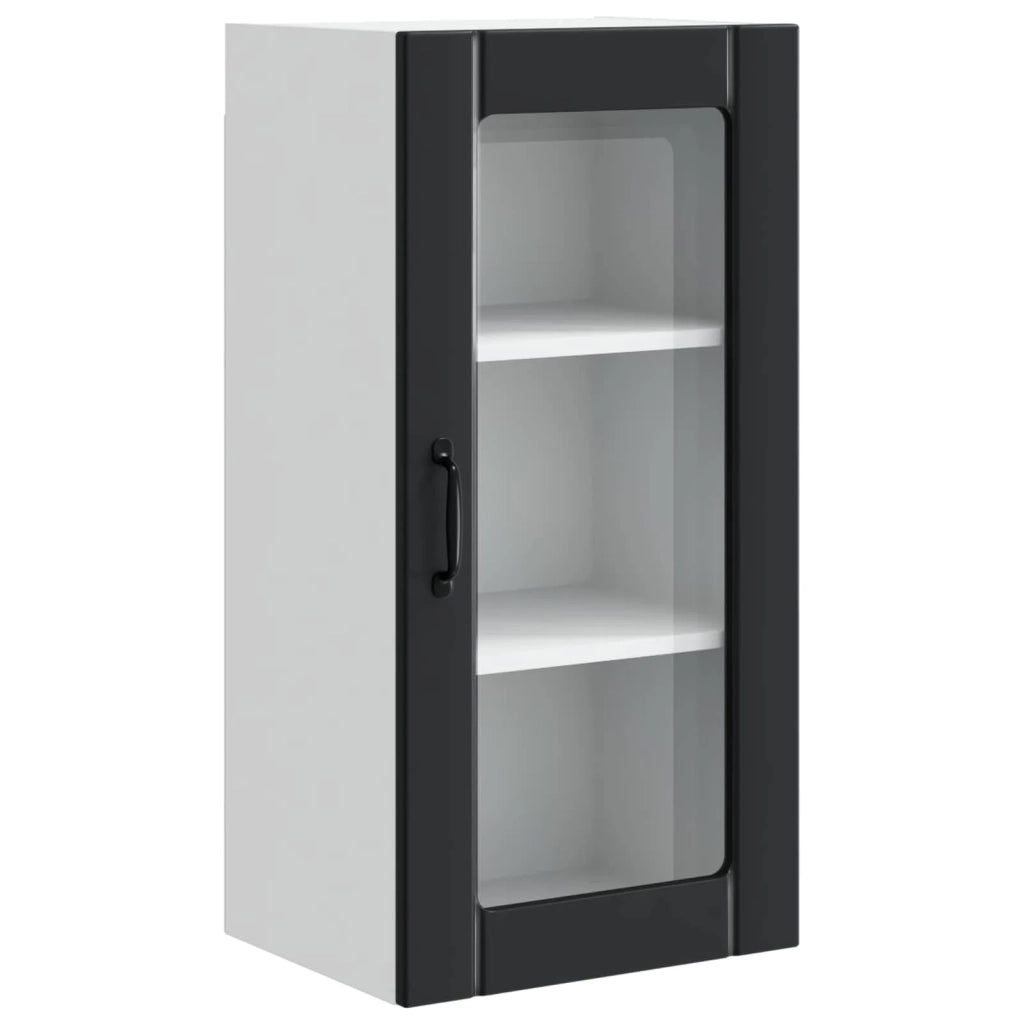 Pensile da cucina | Mobile in vetro da parete PORTO Nero 40 x 31 x 80 cm