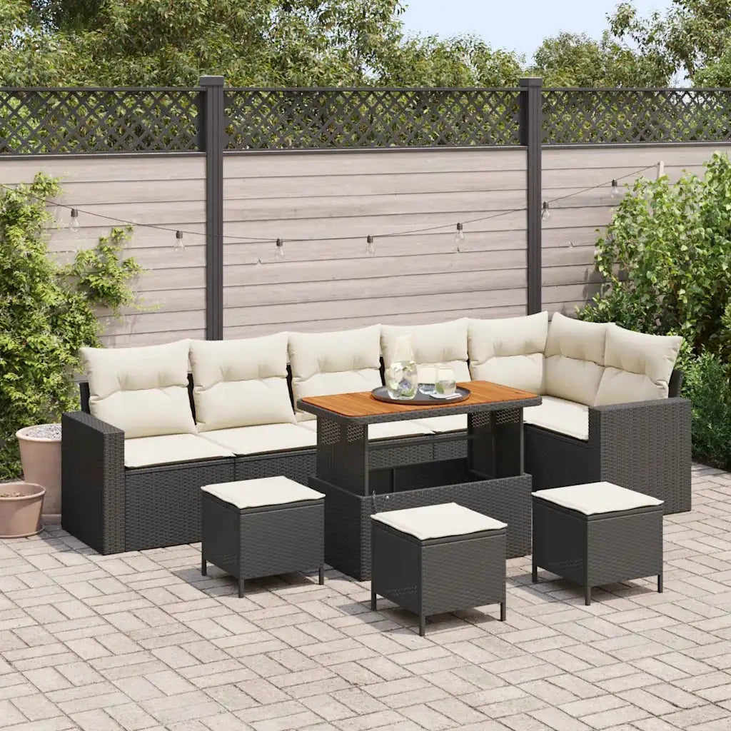 Set Divano da Giardino 10 pcs Nero polyrattan