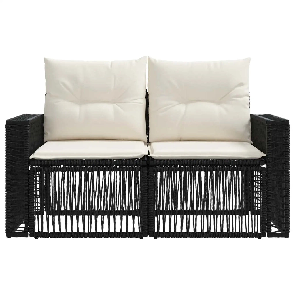 Divano da giardino 2-Numero di posti Nero polyrattan 42026698