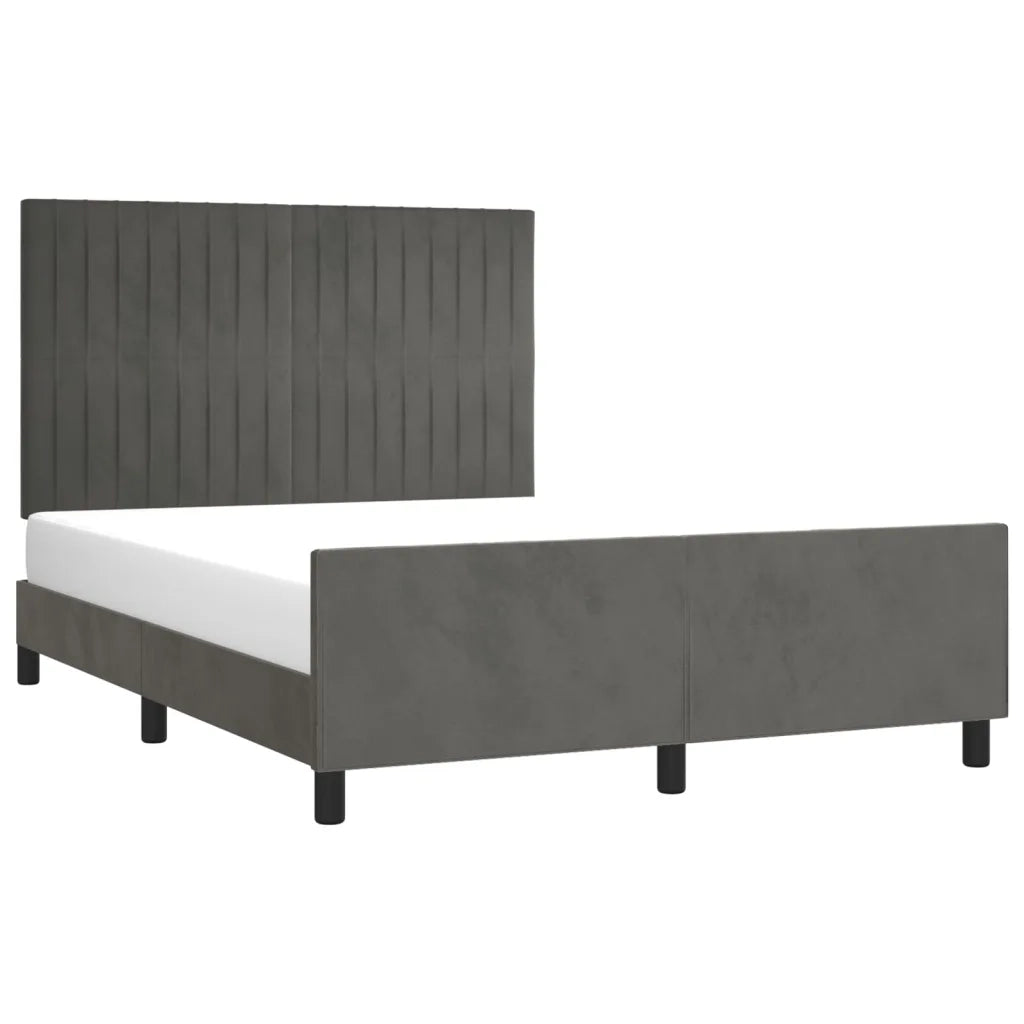 Giroletto senza Materasso Grigio Scuro 140x200 cm Velluto