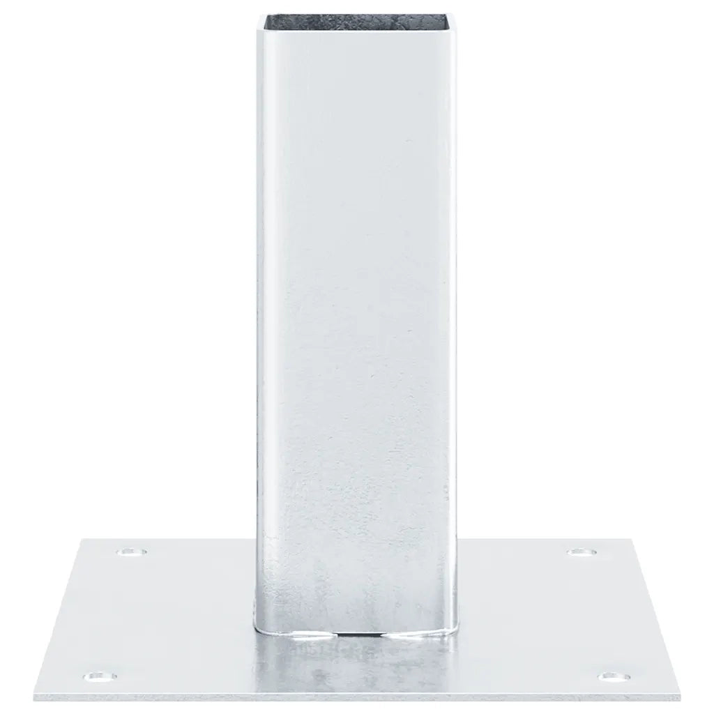 Basi per Pali Quadrate 4 pz Argento 51x51 mm in Acciaio Zincato 42000002