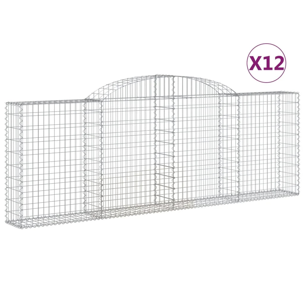 Cestini gabbioni recinzione a gabbia muro di contenimento ad arco 1 set da 2 300 x 30 x 100/120 cm ferro zincato argento 02_0040544