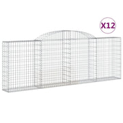 Cestini gabbioni recinzione a gabbia muro di contenimento ad arco 1 set da 2 300 x 30 x 100/120 cm ferro zincato argento 02_0040544