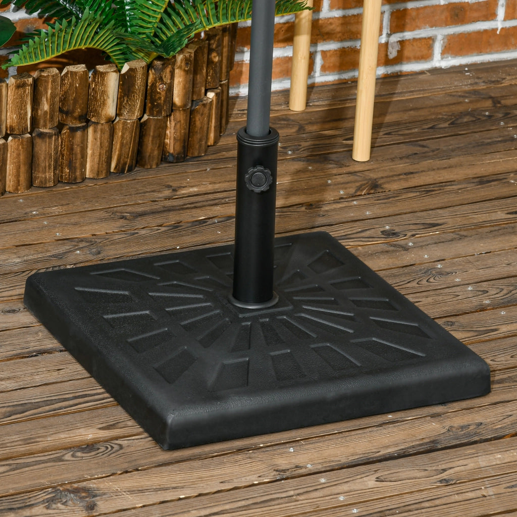 Base per Ombrellone di 19kg e 51x51x32 cm in Resina e Acciaio per Pali ?32mm, ?38mm e ?48mm, Nero