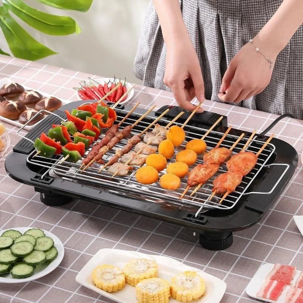 Trade Shop - Barbecue Elettrico Tavolo Griglia Elettrica 2000w Bistecchiera Grill Bbq -