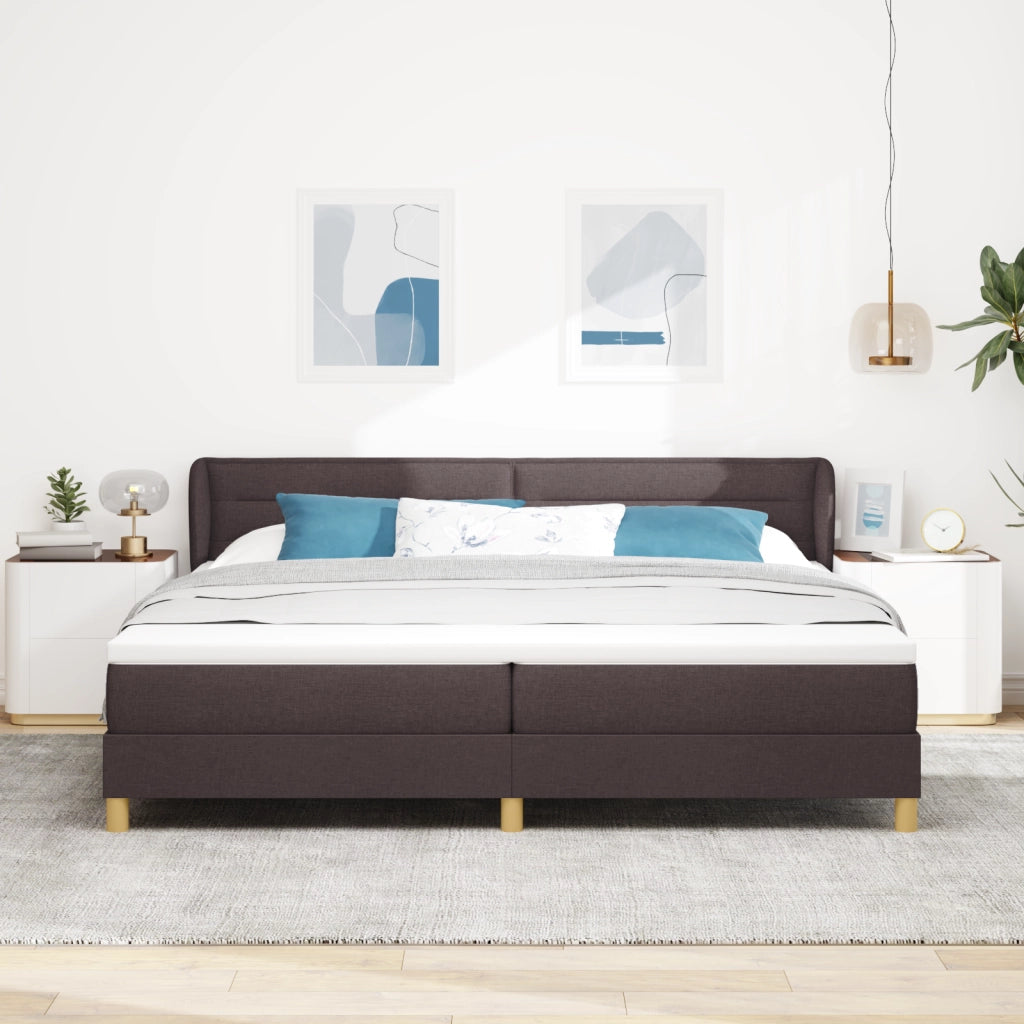 Letto con Materasso - Marrone Scuro - 200x200 cm - Tessuto