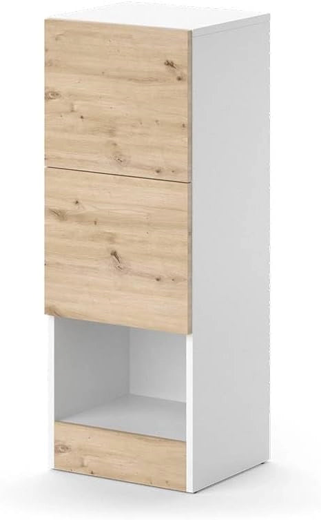 Mobiletto bagno Alf, Bianco, 35 x 92 cm con 2 cassetti, per riporre risparmiando spazio sopra la lavatrice