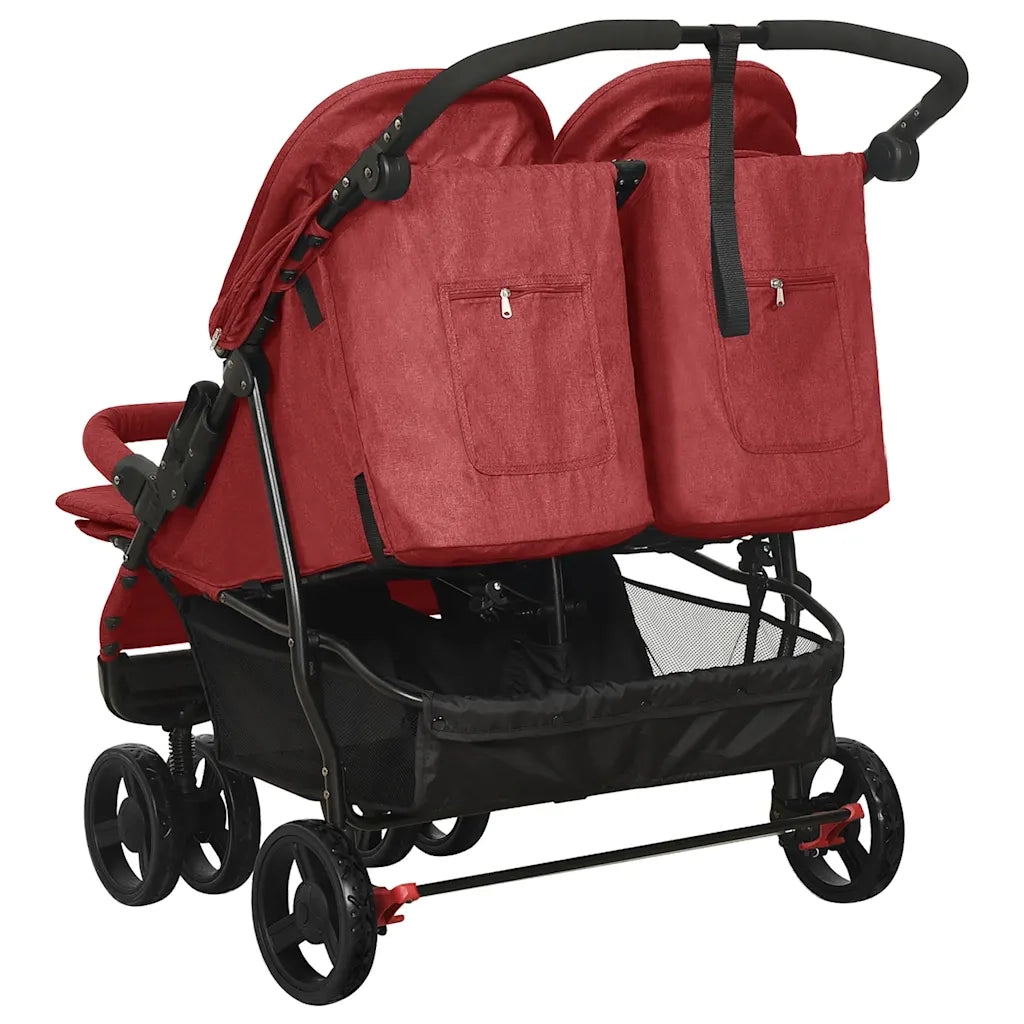 Passeggino Gemellare Rosso in Acciaio 10245
