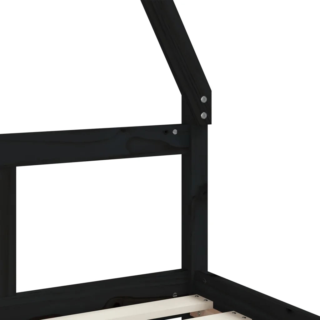 Giroletto per Bambini | Letto Infantile | Lettino Nero 80x200 cm in Legno Massello di Pino