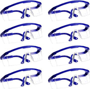 Occhiali di sicurezza 8 pezzi trasparenti con inserti in gomma per naso e orecchie per una protezione sicura - occhiali di protezione per laboratorio con lenti resistenti ai graffi (blu)