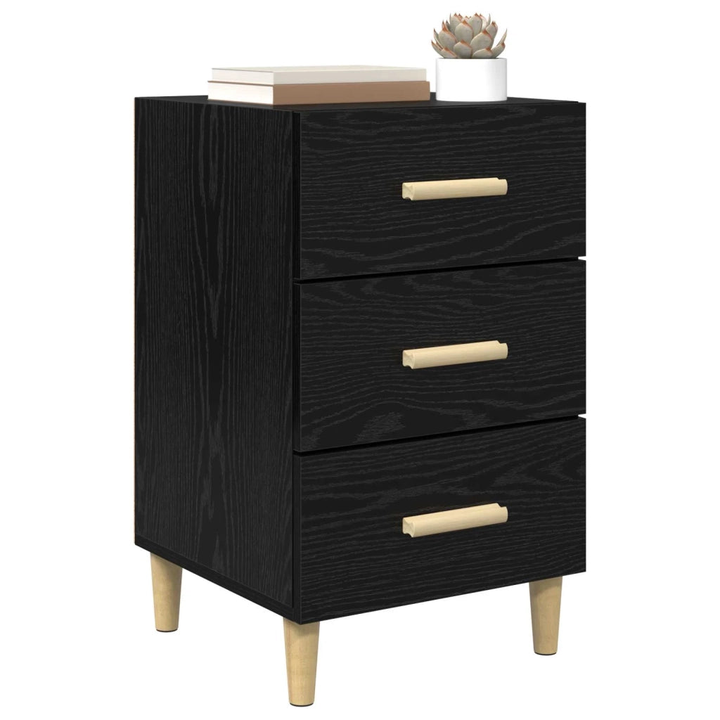 Comodino | Armadio da Notte | Mobiletto da notte Rovere Nero 40 x 40 x 66 cm Legno multistrato