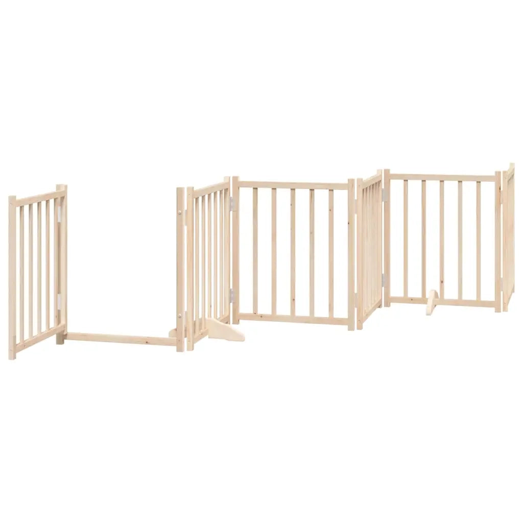 Cancello per Cani con Porta Pieghevole 9 Pannelli 450 cm Pioppo 3155697