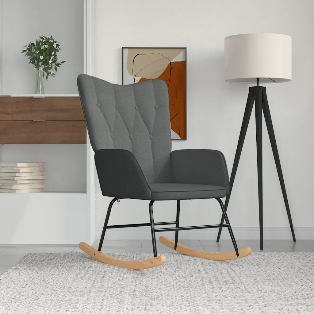 Sedia a Dondolo Grigio Scuro in Tessuto CFW2161048