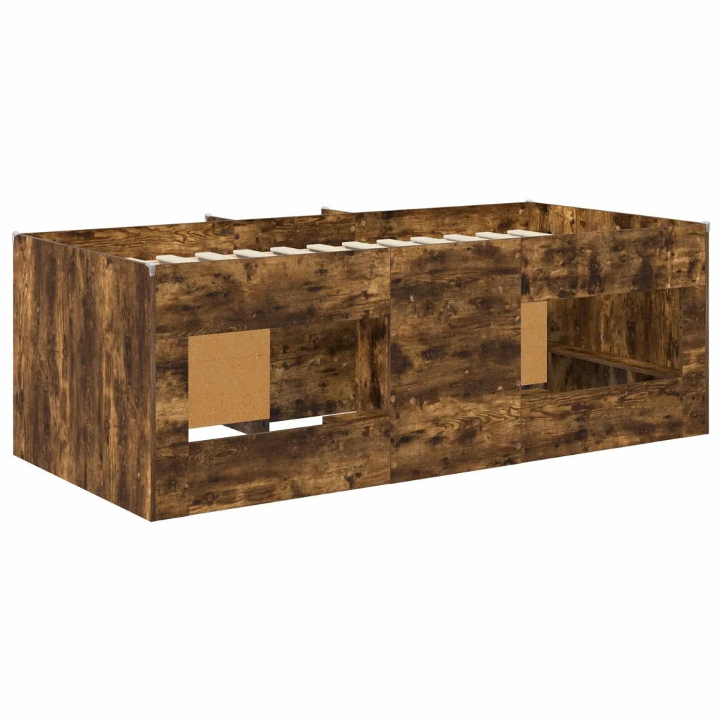 Struttura Letto Loft con Mobile con porta 3 pz Rovere Fumo 3423370