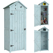 Casetta da Giardino Porta Attrezzi in Legno con Ripiani ¨C zephmum ¨C Blu, 77x54.2x179cm