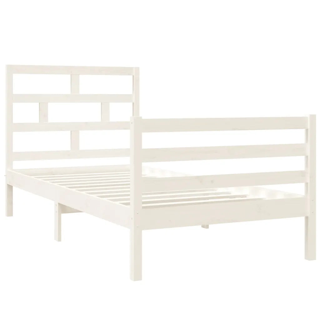 Giroletto-Struttura Letto Bianco 90x190 cm Single in Legno Massello 824120