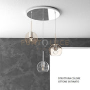 SOSP. OTTONE SAT. TONDA 3 LUCI VETRI TUTTI PICCOLO (1 X TRASPARENTE + 2 X AMBRA) 1155OS-S3 TP-TA