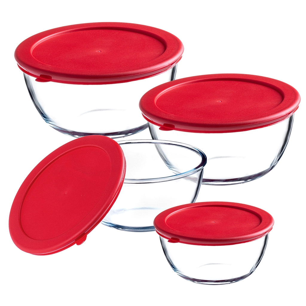 Set di 4 pirofile in vetro KADAX resistenti al forno con coperchio