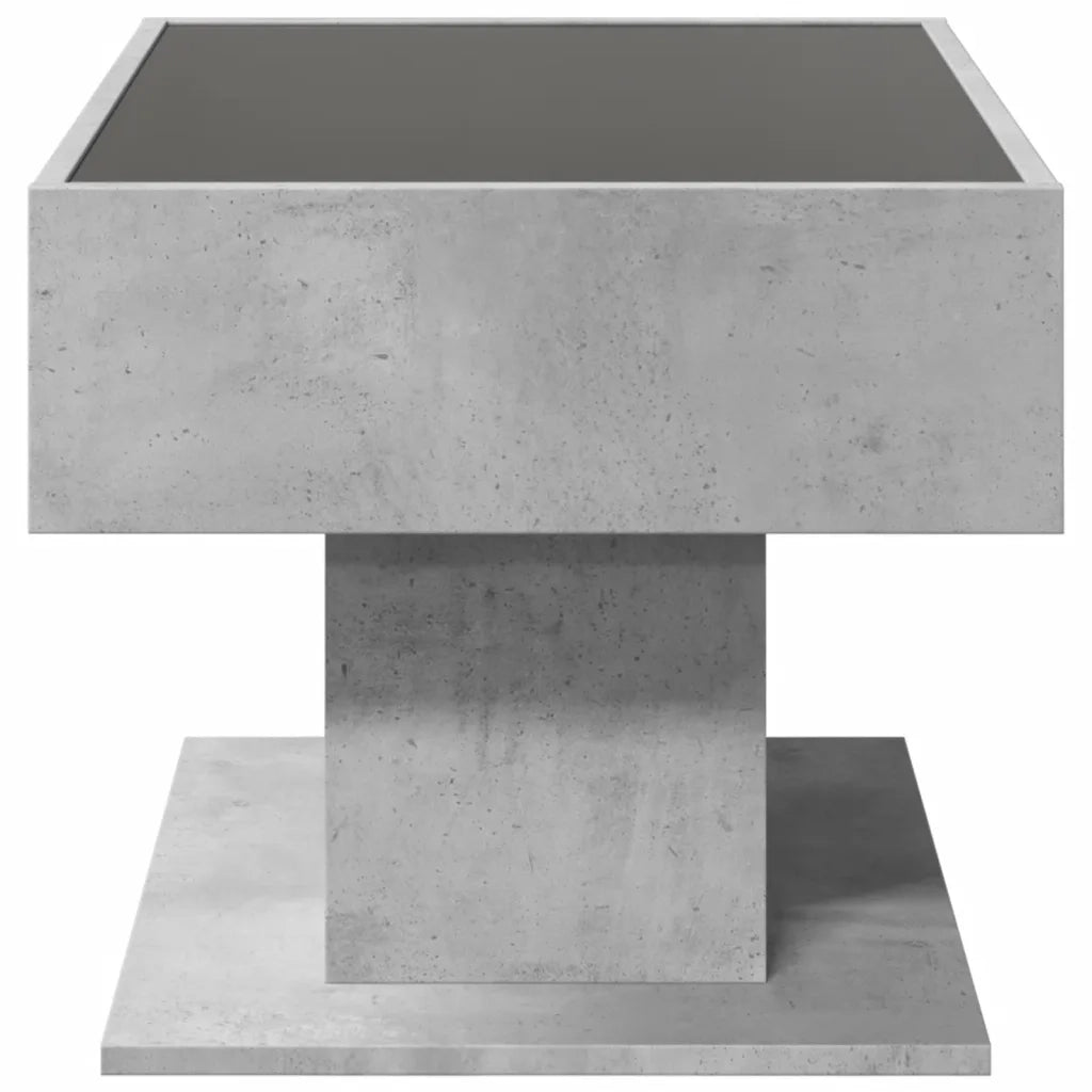 Tavolino Salotto con LED Grigio Cemento 70x50x45 cm Multistrato 847535