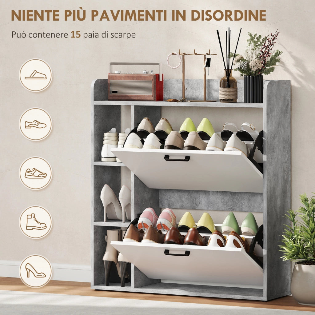 Scarpiera con Cassetti ¨C Zephmum ¨C Grigio 83x24x90.5 cm