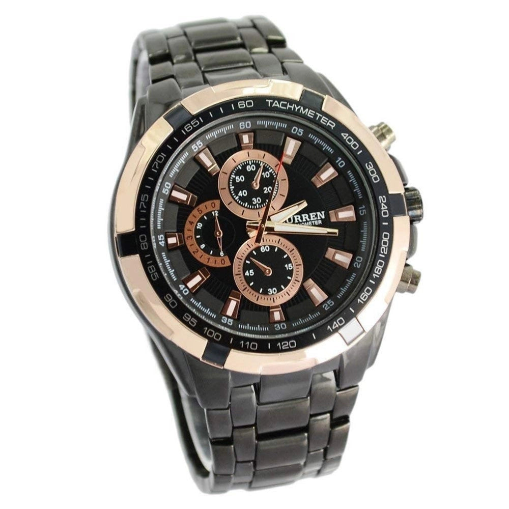 Trade Shop - Orologio Da Polso Analogico Watch Quarzo Black Silver Curren 8023 Impermeabile -