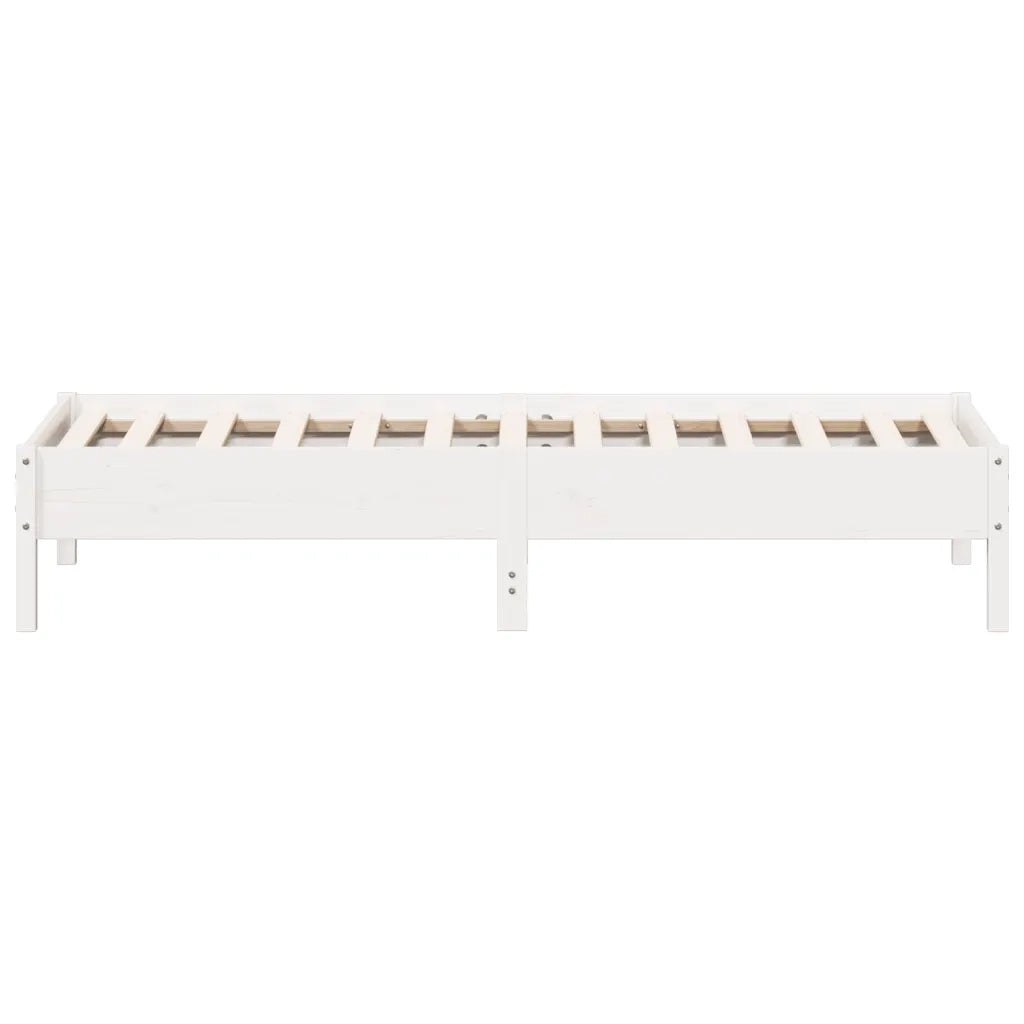 Letto senza Materasso Bianco 90x190 cm in Legno Massello Pino 842727