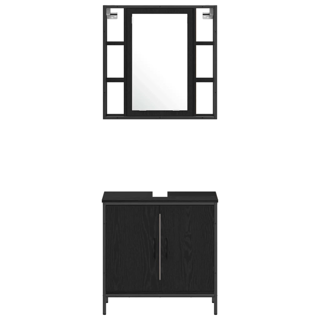 Set di mobili per il bagno 4 pcs Nero Legno multistrato 3334433