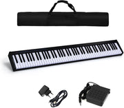 Tastiera Musicale 88 Tasti, Pianoforte Digitale Portatile con Custodia, Pianola con 128 Ritmi e Toni, Pedale Sustain, MIDI, USB e Funzione di APP Bluetooth (Nero)