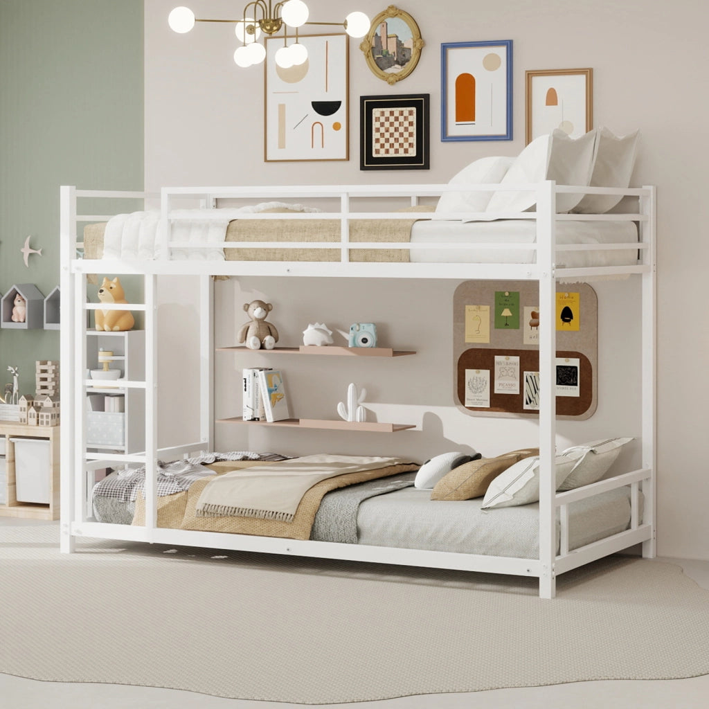 Letto a castello con funzione di due letti singoli ferro bianco 98x197 cm