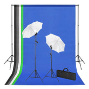 Kit professionale per studio fotografico con 5 fondali luci e ombrelli 02_0001495