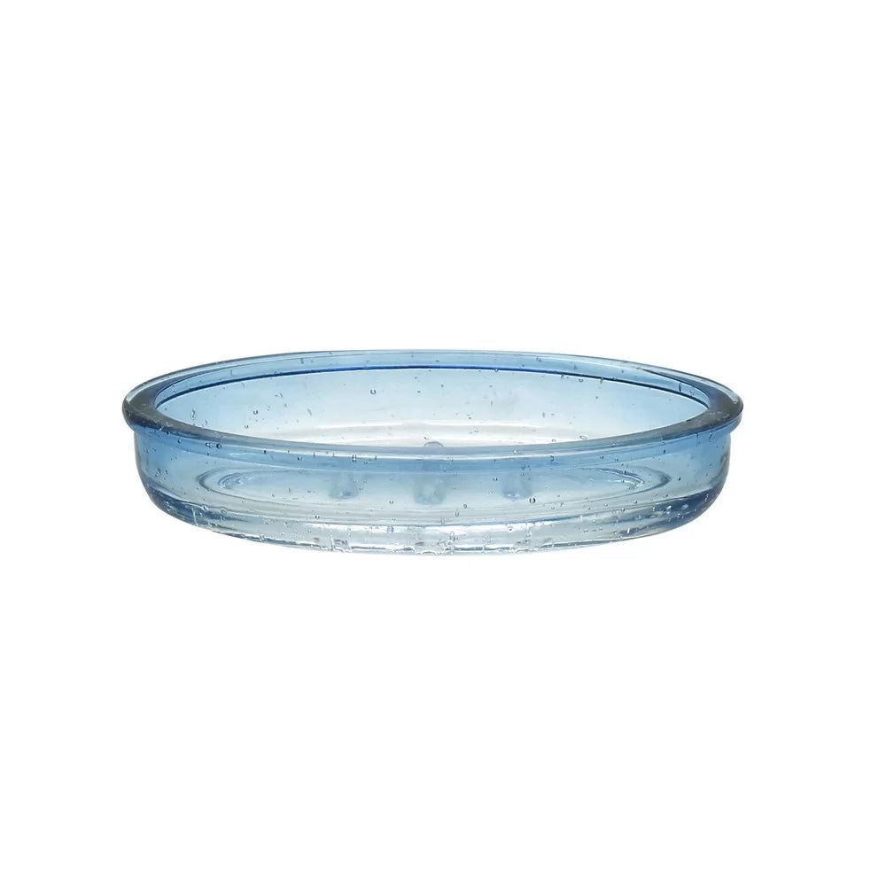 Portasapone in vetro azzurro sfumato - serie Drops