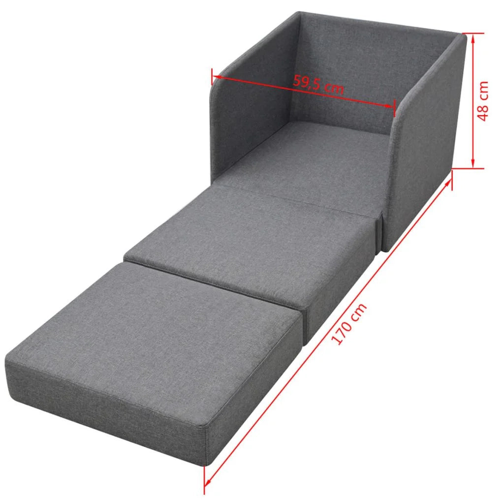 Poltrona poltrona lounge divano design club trasformabile 595 x 72 x 725 cm tessuto grigio chiaro 1102088/3