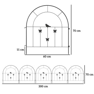 Set recinto da giardino modulare in acciaio nero 300 x 70 cm con 5 pannelli decorativi per esterno