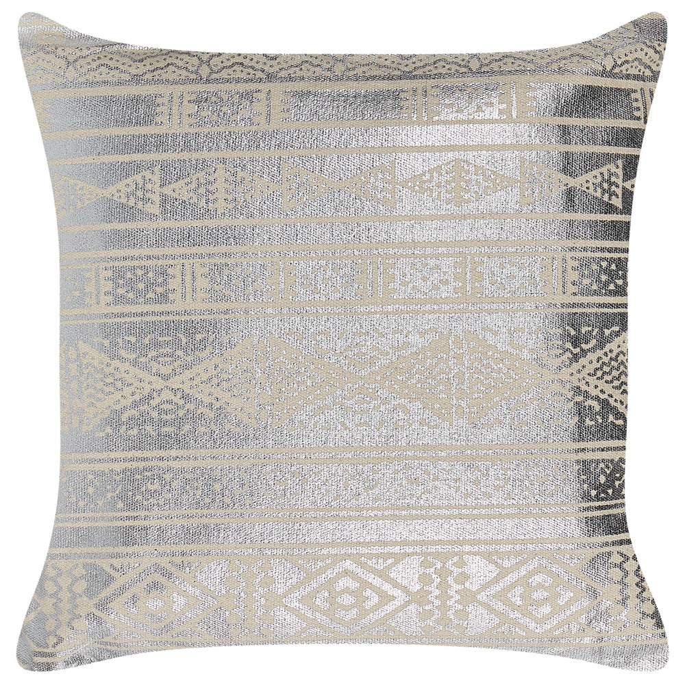 Set di 2 cuscini in cotone argento 50 x 50 cm motivo geometrico metallizzato glamour