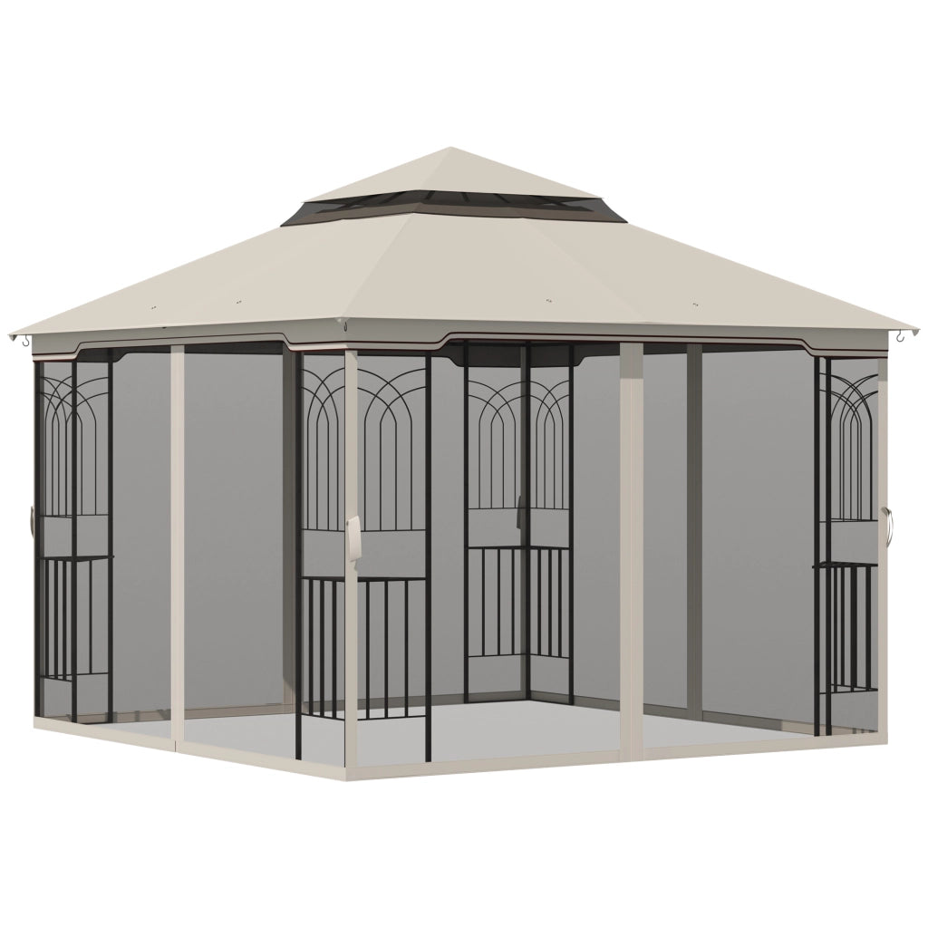 Gazebo da Giardino con Doppio Tetto ¨C Minimal ¨C Beige 299x299x274 cm
