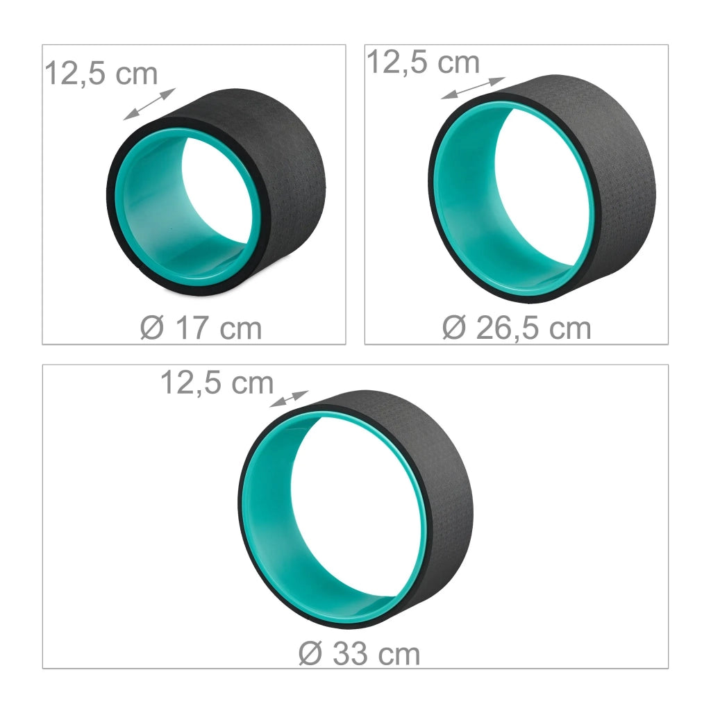 Set di 3 ruote yoga antiscivolo per principianti ed esperti allenamento flessibile in plastica nera 13_0013965