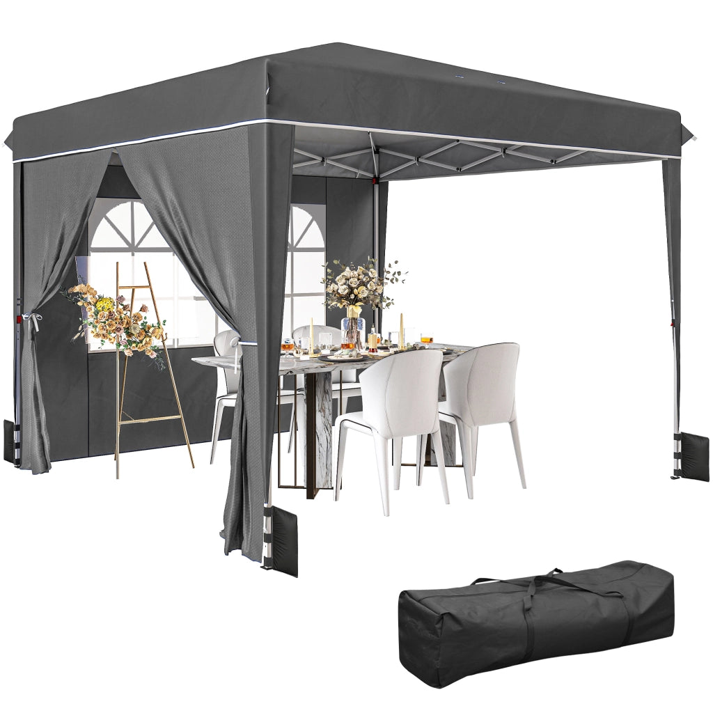 Tendone da giardino 3x3m ¨C zephmum ¨C pieghevole con pareti, grigio