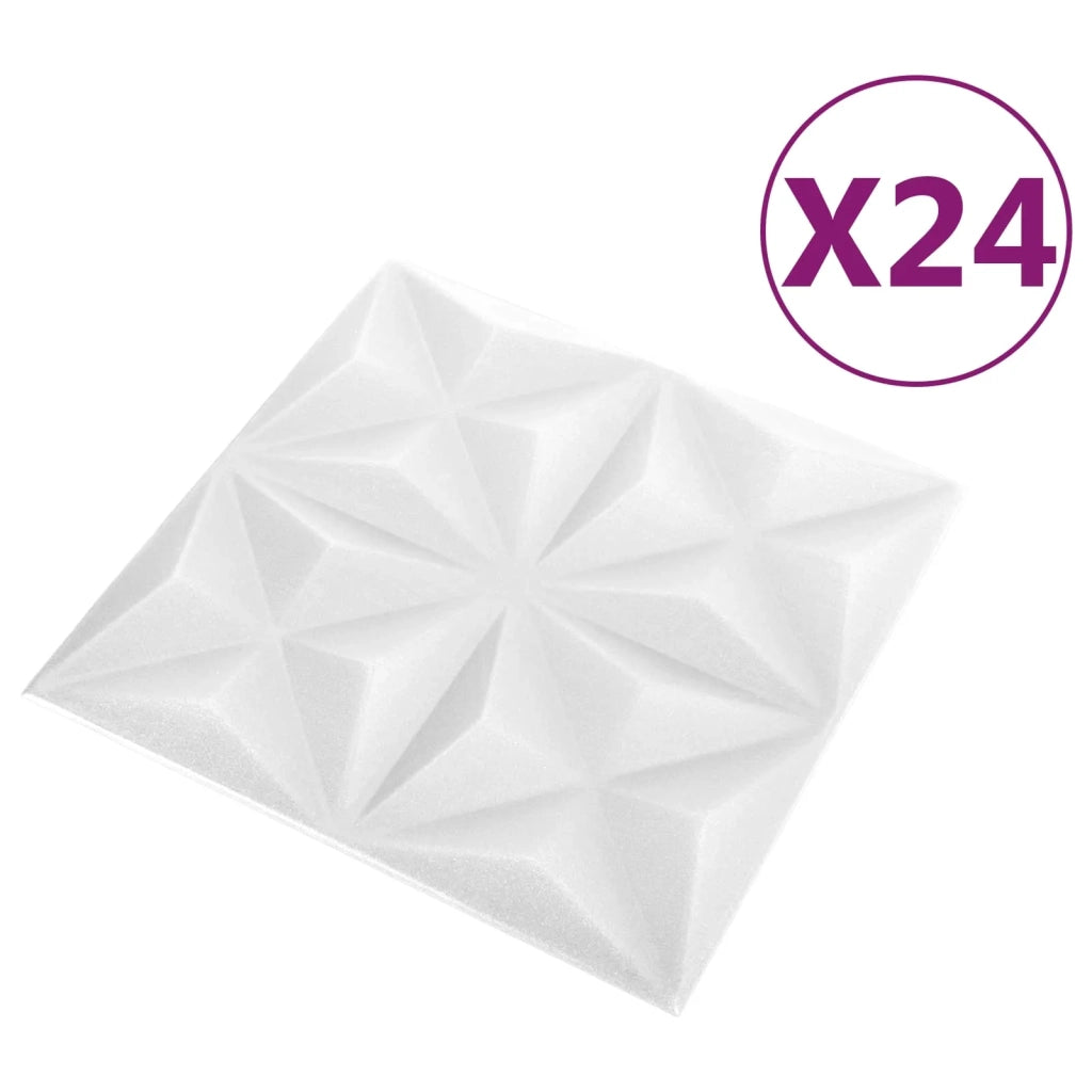 Pannelli da parete 24 pcs Bianco Origami 50 x 50 cm Schiuma XPS