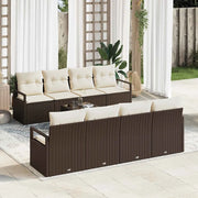 Set di divani con cuscino 7 pcs Marrone e Crema polyrattan