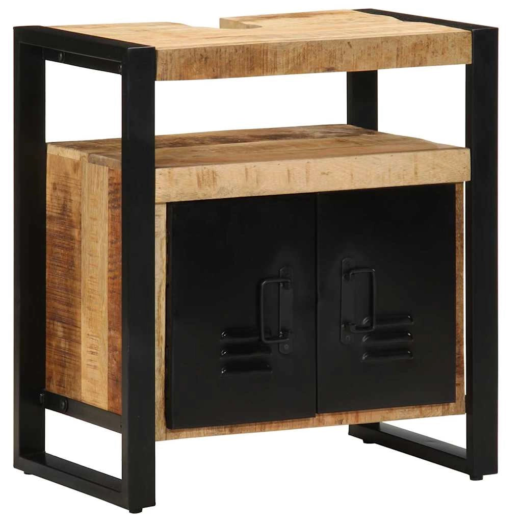Mobiletto da bagno moderno con ripiano 55 x 35 x 60 cm in legno massello di mango marrone 02_0057641