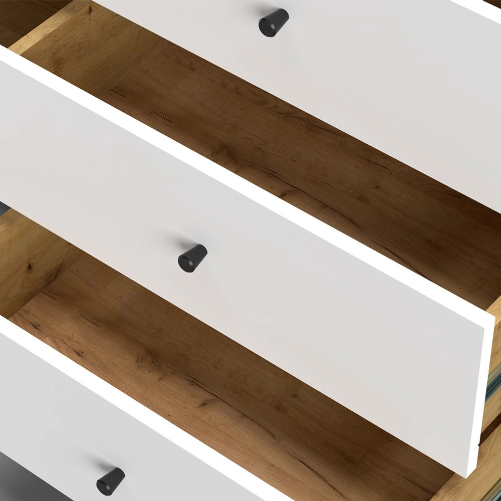 Madia 3 cassetti e anta Bollo5 123,4x40x75,2H colore rovere bianco