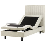 Letto Tessuto Beige chiaro Elettrico Regolabile con Telecomando 90 x 200 cm