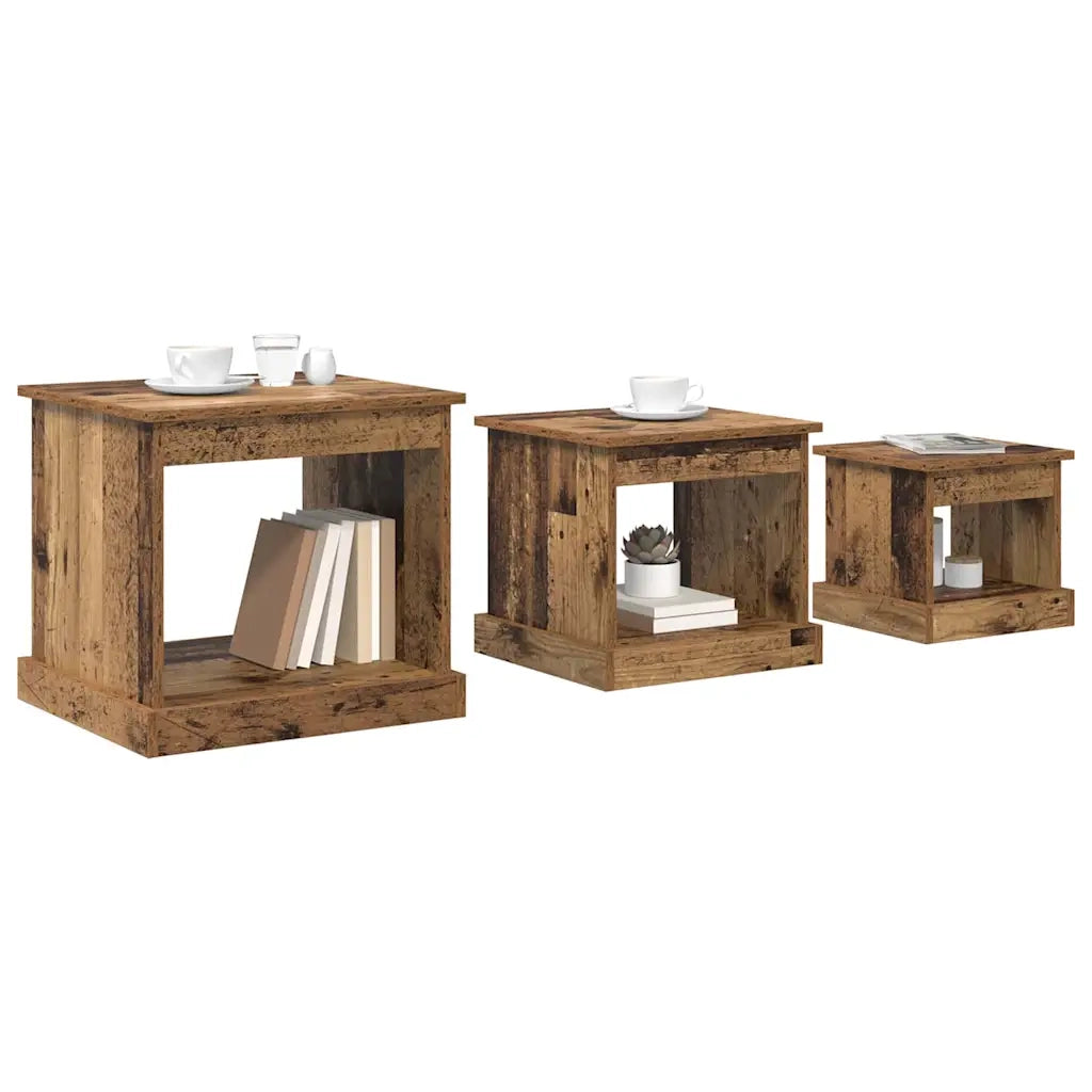 Tavolino da salotto 3 pcs Legno vecchio Legno multistrato