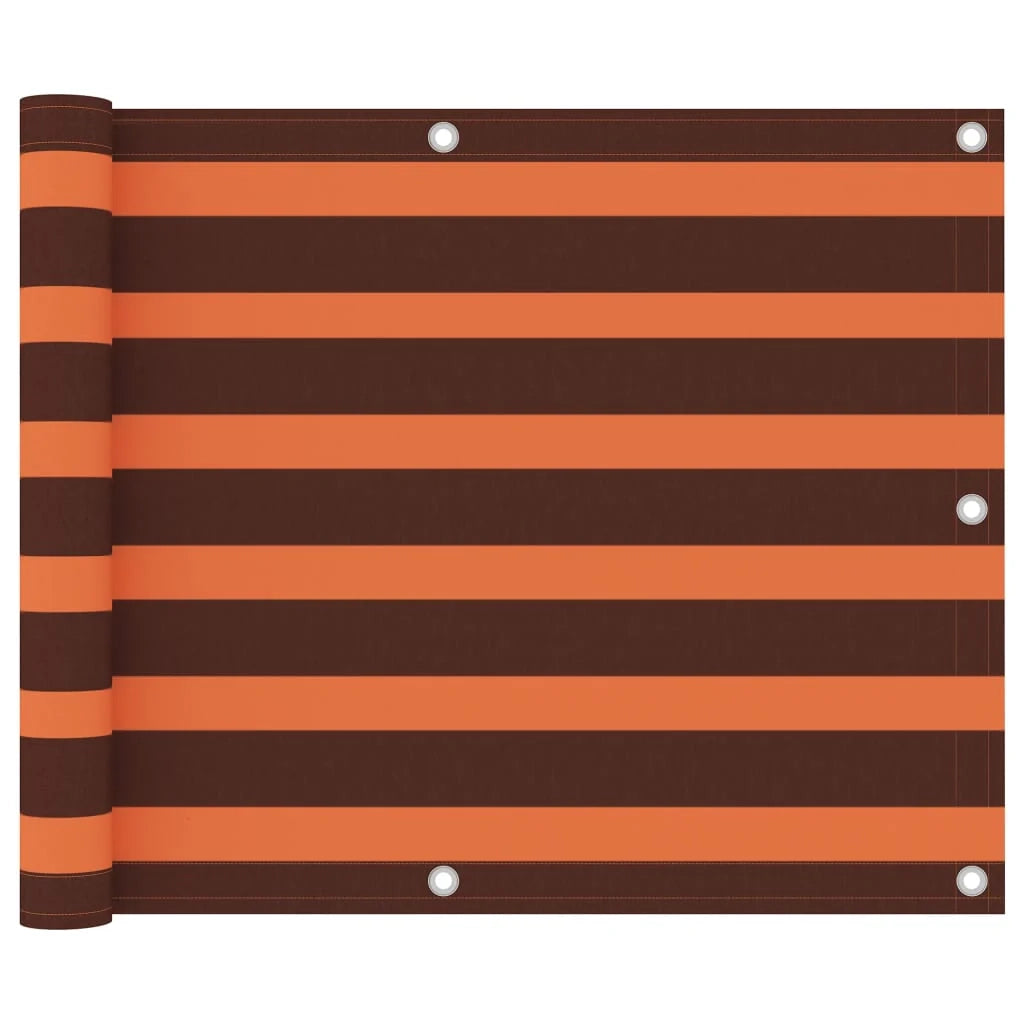 Paravento per balcone frangivista 75 x 600 cm tessuto Oxford arancione e marrone 02_0010322