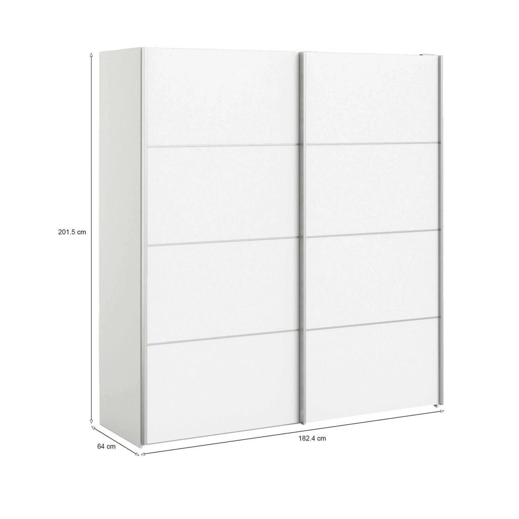 Guardaroba 2 ante Attilio, Mobile camera da letto, Cabina armadio portabiti, Armadio appendiabiti, 182x64 h202 cm, Bianco